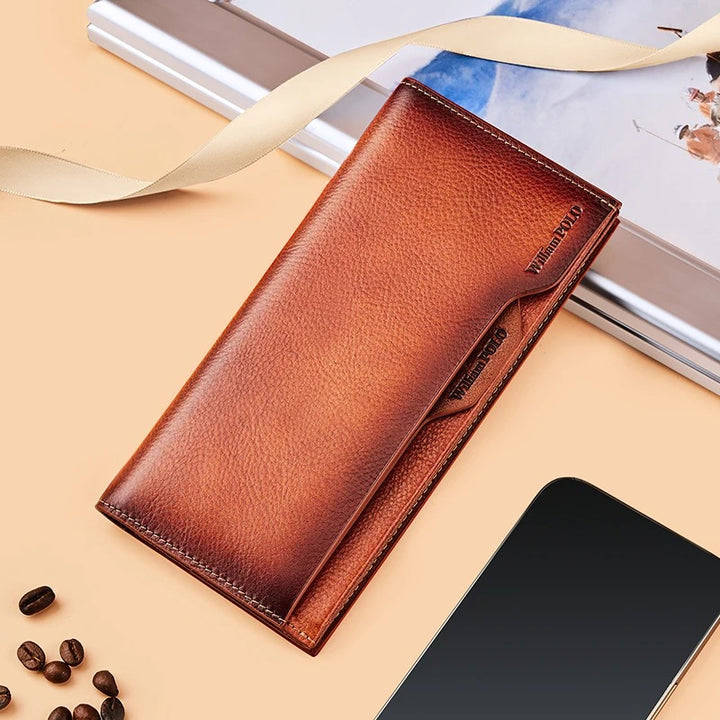 Long Leather Wallet with Strap