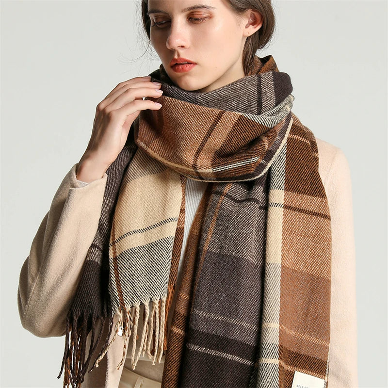 Elegant Cashmere-Feel Pashmina Shawl Wrap with Tassel