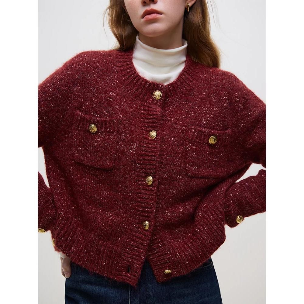 Wool Women Short Knitted Cardigan