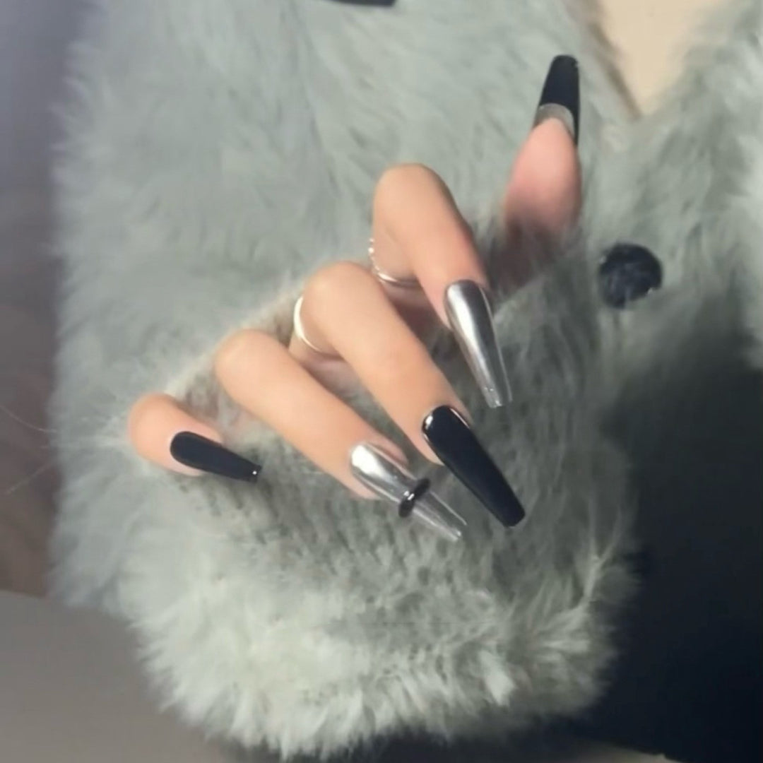 Silver Black Super Cool Nail Stickers