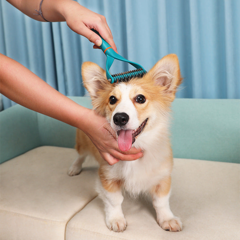 Double-Sided Pet Fur Knot Cutter & Grooming Comb