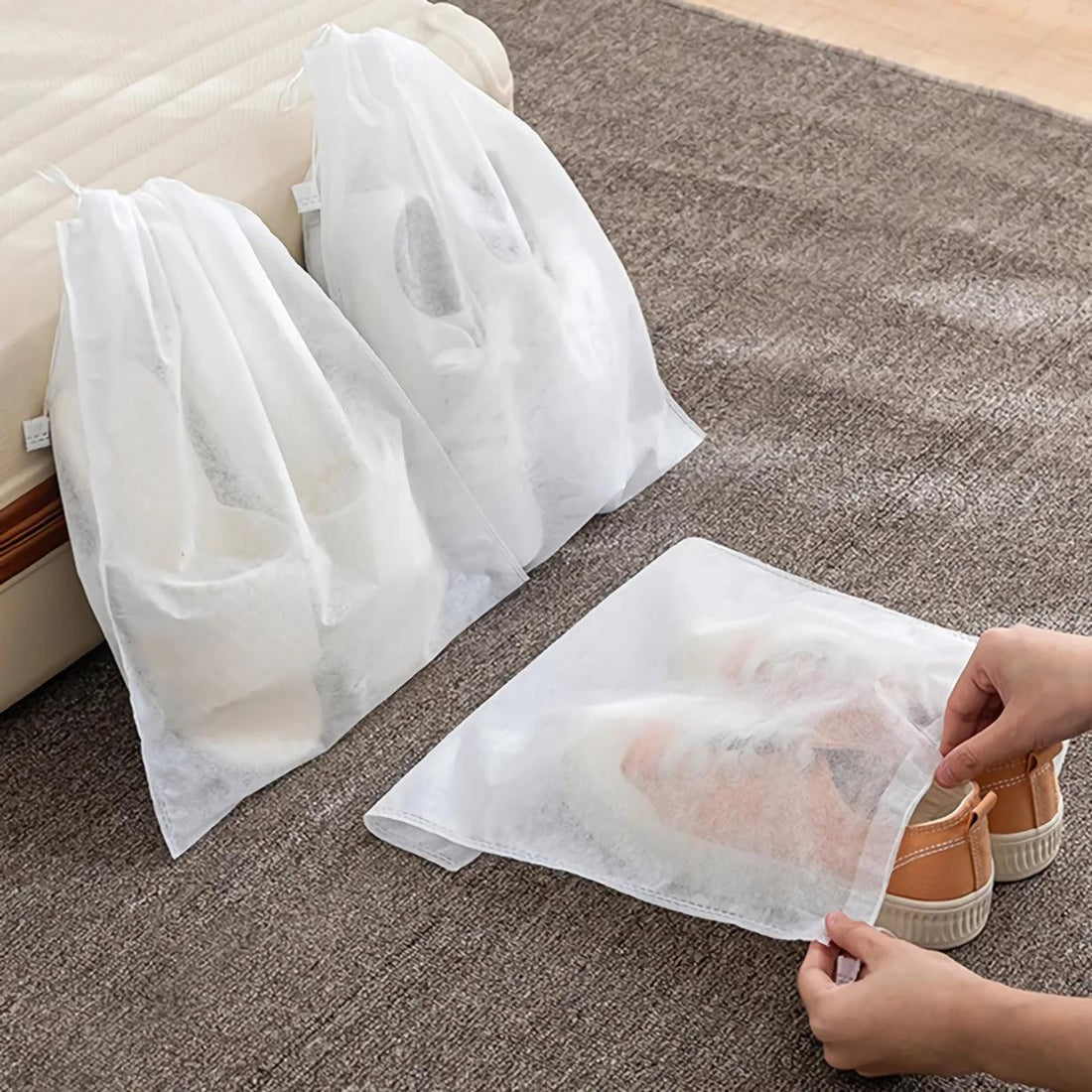 10-Piece Drawstring Shoe Storage Bag Set