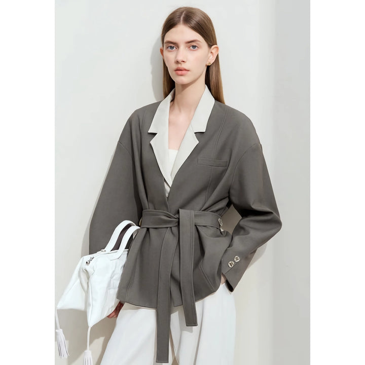 Trendy Tailored Belted Blazer Coat