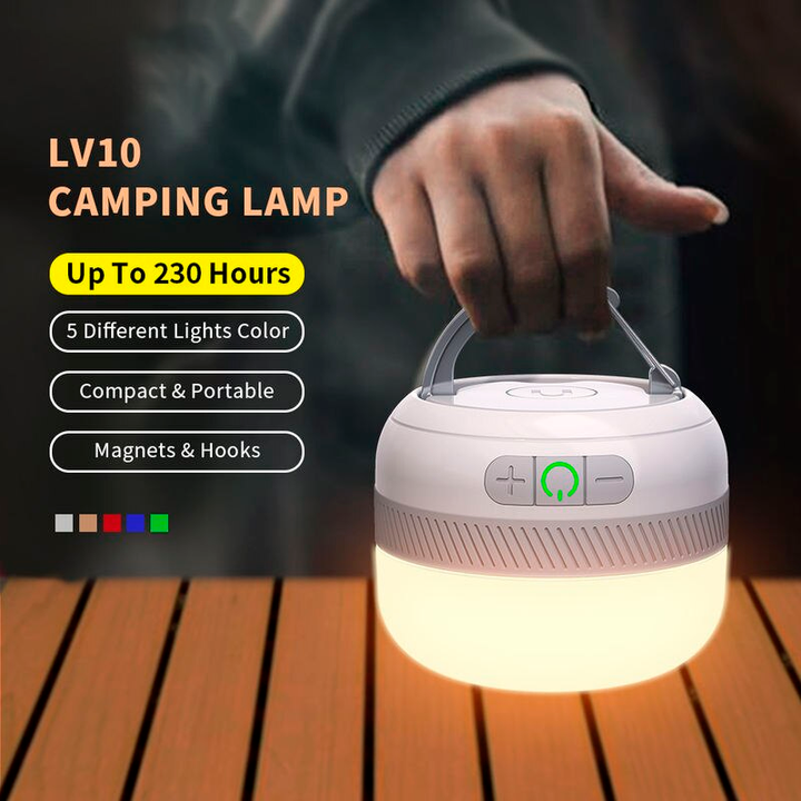 Rechargeable Multi-Color LED Camping Lantern with Power Bank & Emergency Light