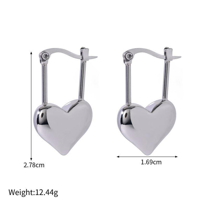 18K Gold Plated Stainless Steel Love Heart Pendant Earrings