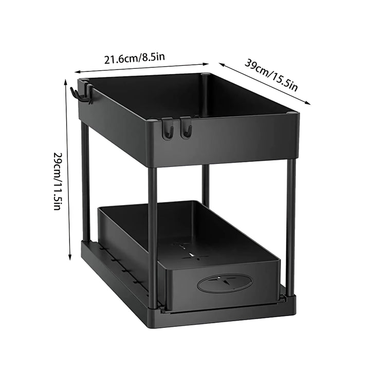 Two Tier Under Sink Sliding Cabinet Organizer