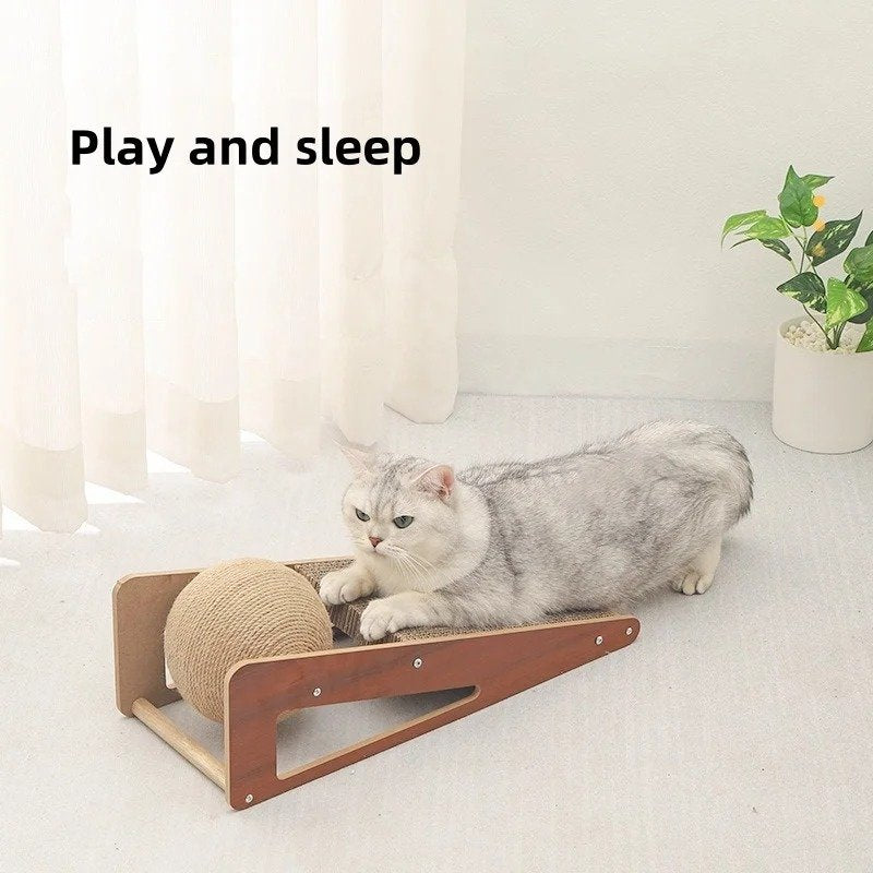 Detachable Cat Scratching Board with Sisal Rope Ball