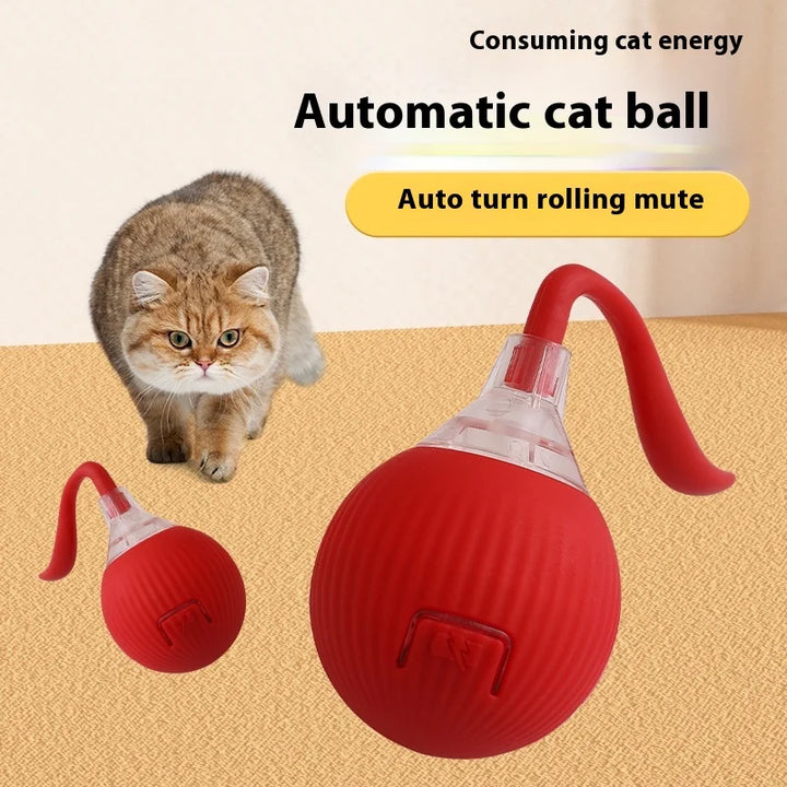 Interactive Self-Rolling Cat Ball Toy with Silicone Shell - Automatic Motion & Smart Sensor