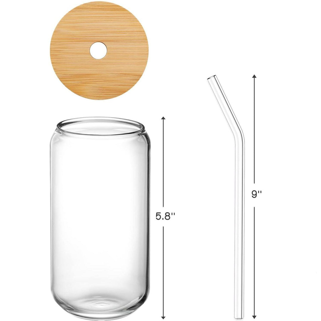 18.6 oz Glass Cup with Lid and Straw