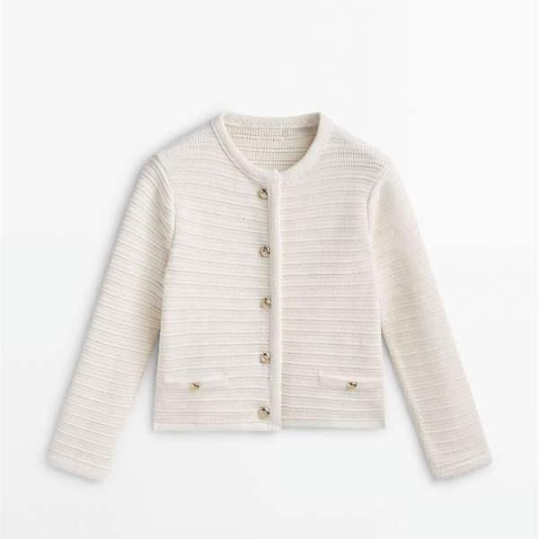 Women's Gold Buttons Striped Knitted Coat