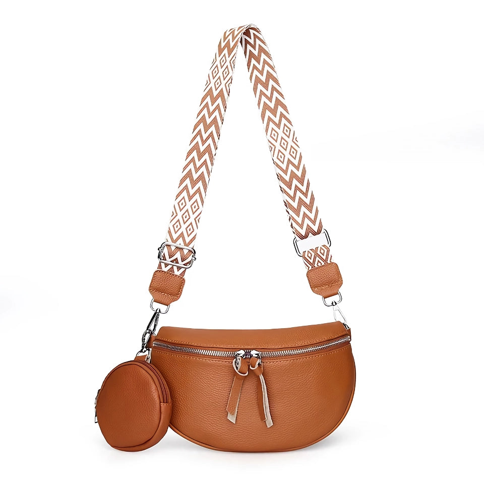 Luxury Cow Leather Women's Crossbody Chest Bag with Purse