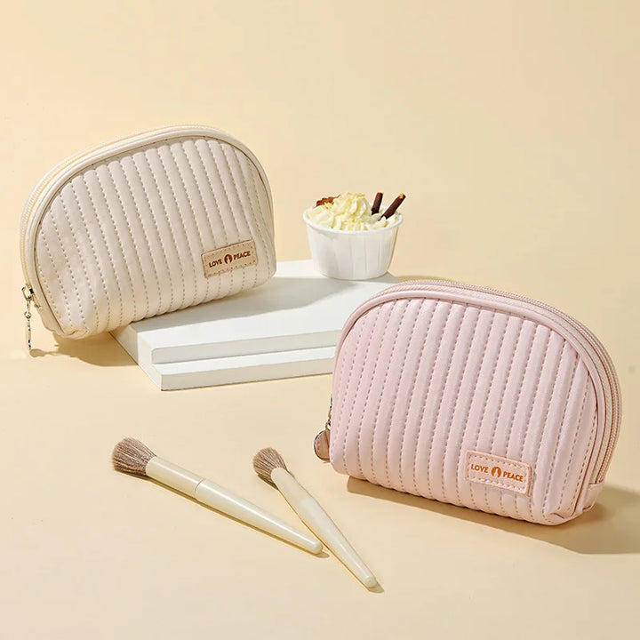 Compact Shell Cosmetic Bag for Women | Travel-Sized Makeup Pouch