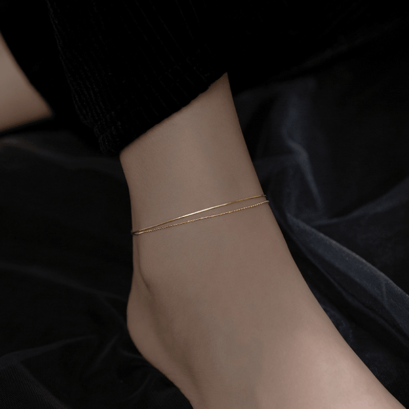 Electroplated 14K Gold Anklet S925 Silver