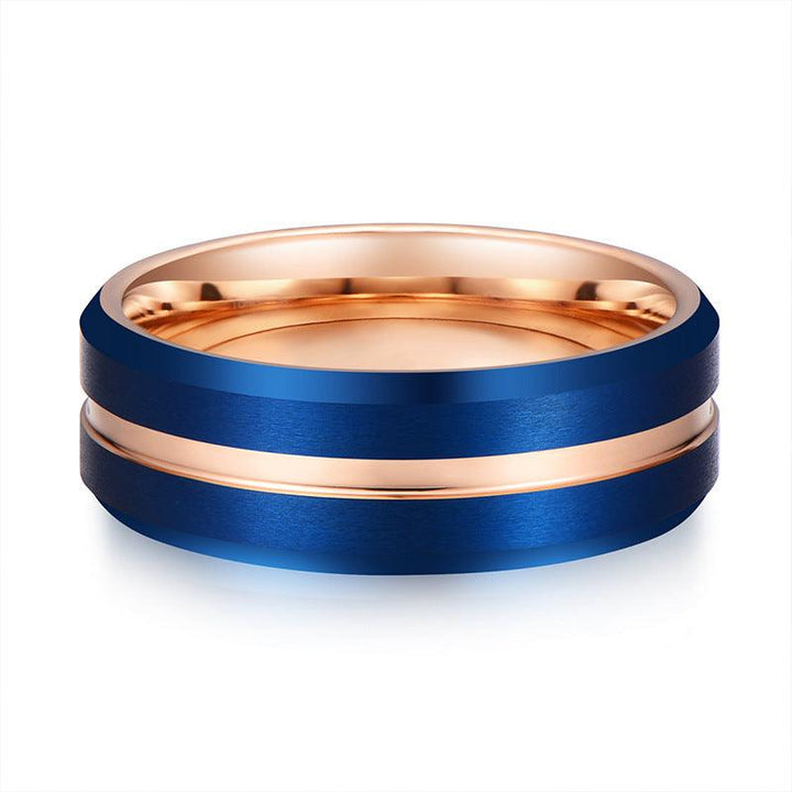 Electroplated Blue Gold Men's Tungsten Steel Ring - Trendha