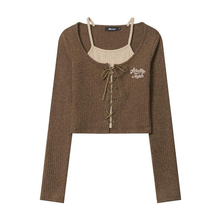 Embroidered Knitted Cardigan Long-sleeved T-shirt Women's Short Top - Trendha