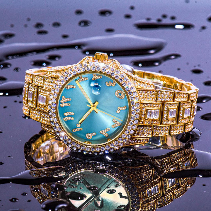 European And American Hip Hop Diamond Full Diamond Business Men's Waterproof Quartz Watch - Trendha