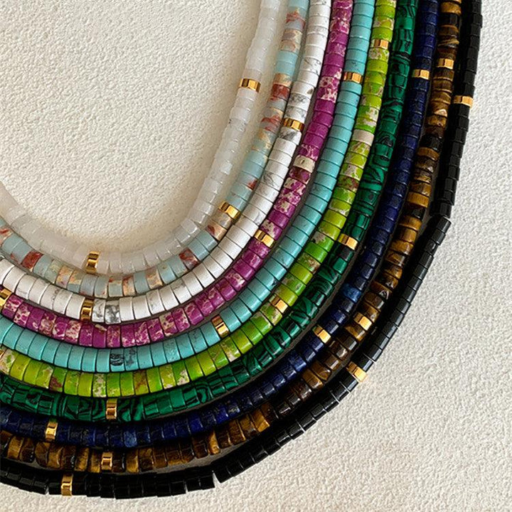 European And American Ins Natural Stone Colored Beaded Necklace Female - Trendha