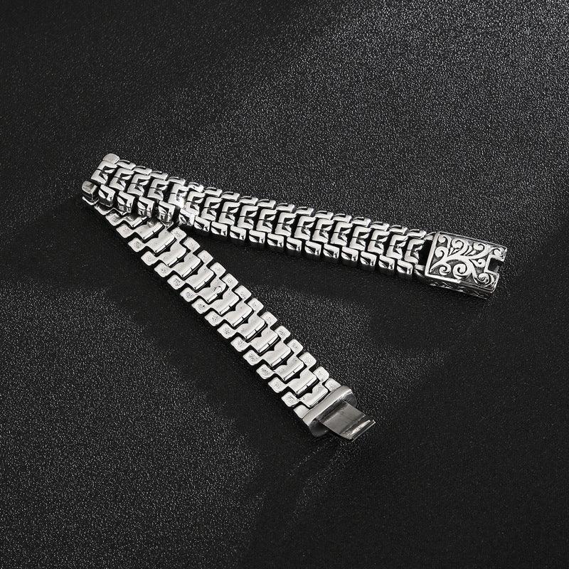 European And American Popular Simplicity Domineering Personalized Hip Hop Flower Men's Titanium Steel Bracelet - Trendha