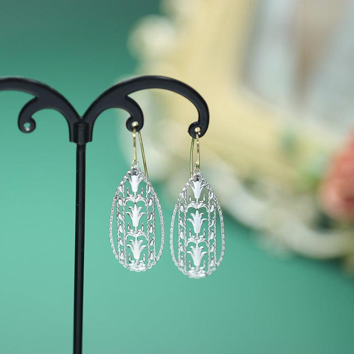 Exquisite Hollow 925 Silver Color Separation Eardrop With High Sense - Trendha