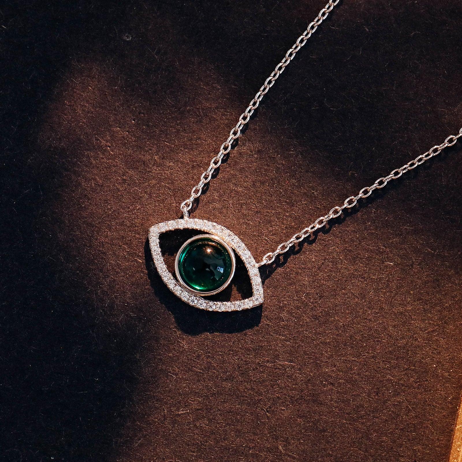 Eye Pendant Emerald Necklace Female - Trendha