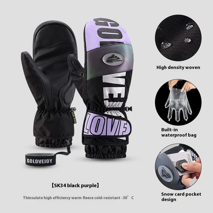 Snowboard Gloves For Women Wind-proof And Cold Protection Touch Screen Fleece-lined Thickened