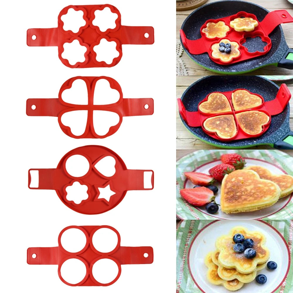 Red Silicone Non-Stick Pancake and Egg Mold Ring