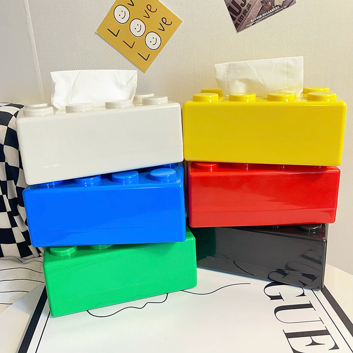 Creative Wall-Mounted Tissue Box Holder with Building Blocks