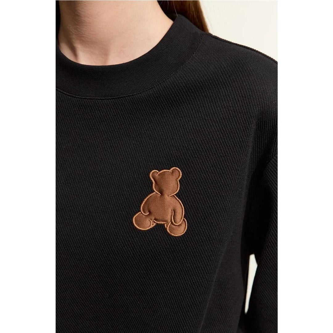 Women's Spring Bear Applique Casual Pullover Hoodie