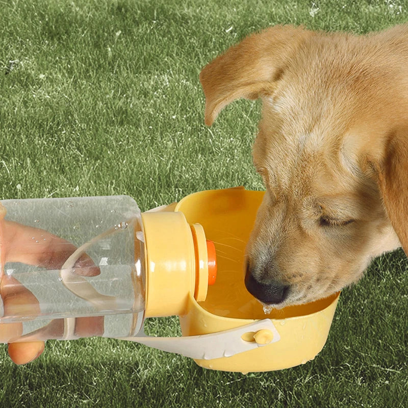 2-in-1 Portable Pet Water Bottle & Feeder - 18.6oz Travel Dispenser