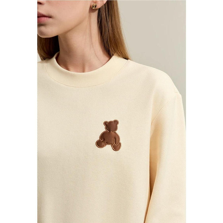 Women's Spring Bear Applique Casual Pullover Hoodie