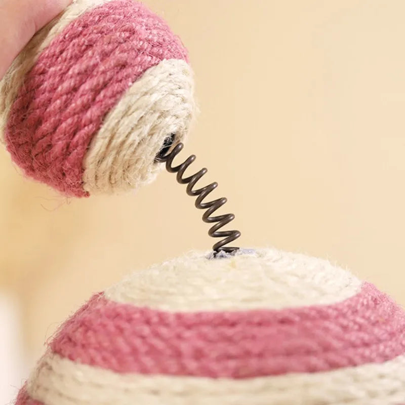 Sisal Cat Scratcher Climbing Frame with Feather and Spring Toy