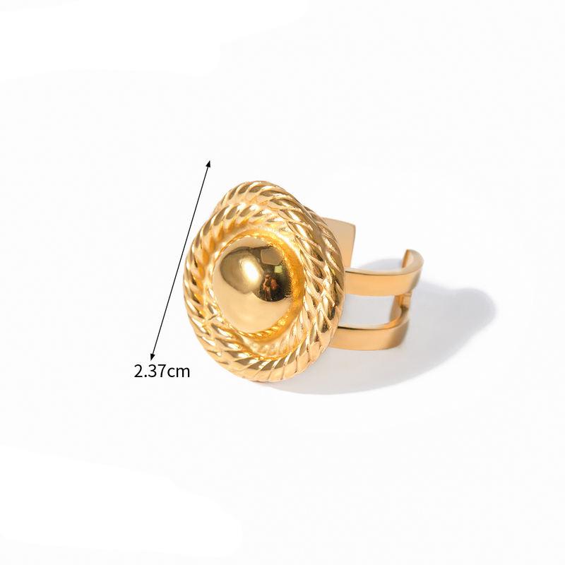 18K Gold-Plated Stainless Steel Spiral Loop Open Ring