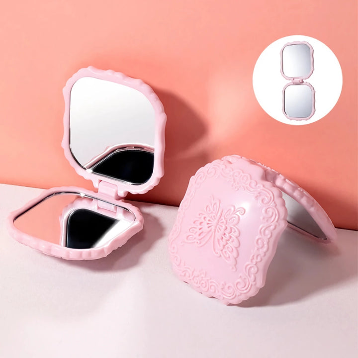 Vintage Butterfly Folding Makeup Mirror - Compact &amp; Cute