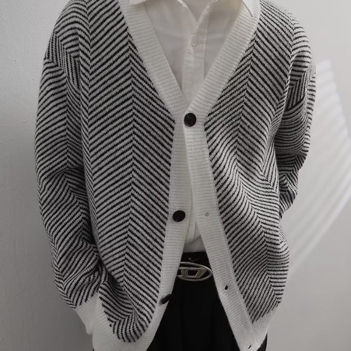 Vintage Knitted Cardigan Striped Loose Outerwear