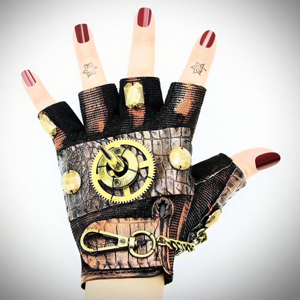 Steampunk Rock Locomotive Half Finger Gloves Outdoor