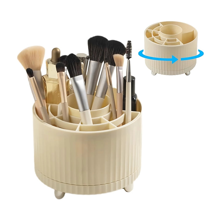 360° Rotating Makeup Brush Holder and Cosmetic Organizer for Desktop Storage