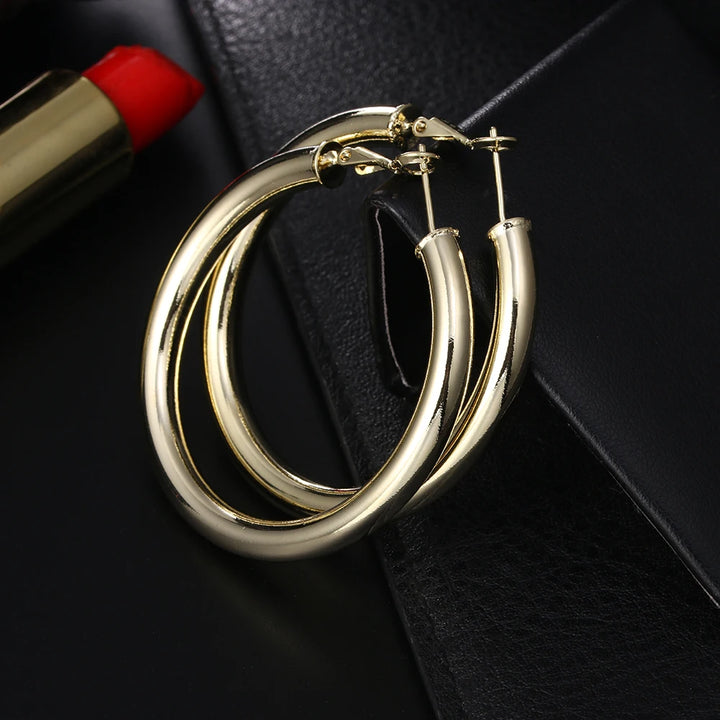 18K Gold Smooth Circle Hoop Earrings