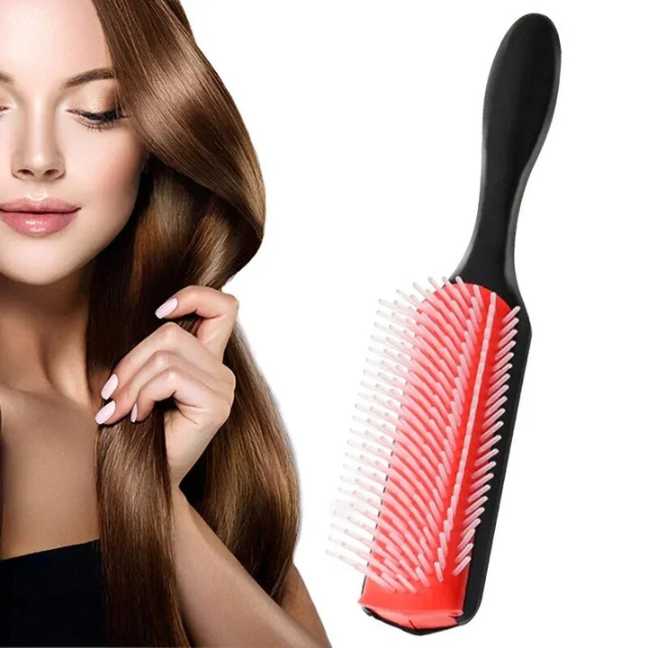 9-Row Detangling Hair Brush with Scalp Massager – Perfect for All Hair Types