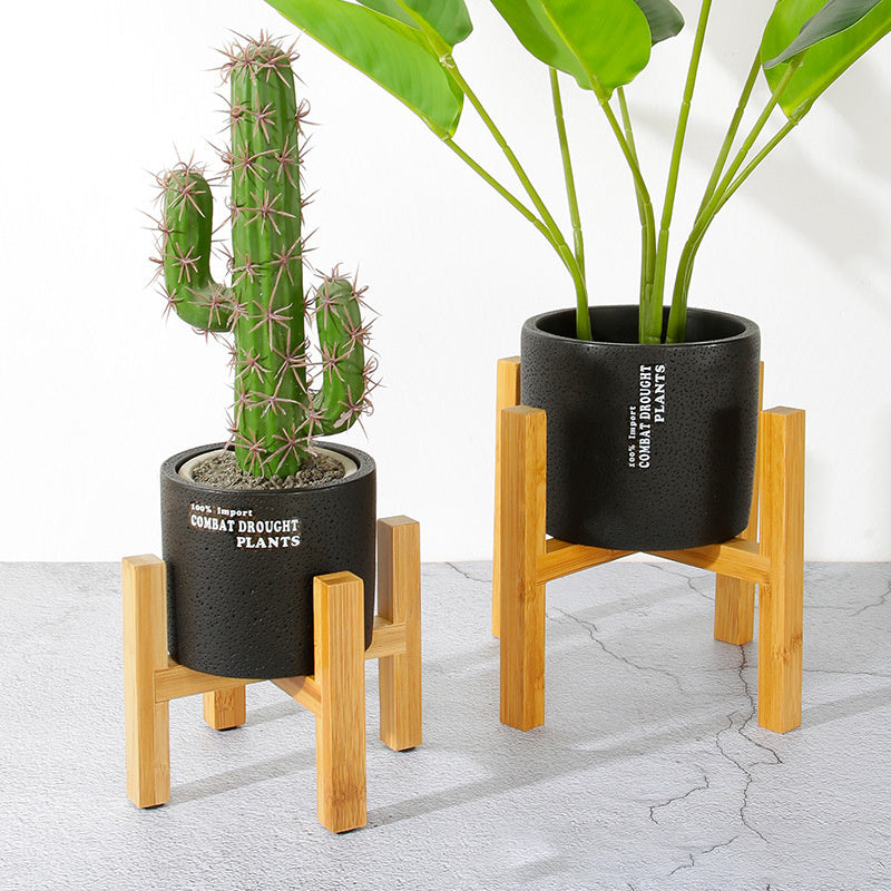 Adjustable Bamboo Plant Stand with Tray