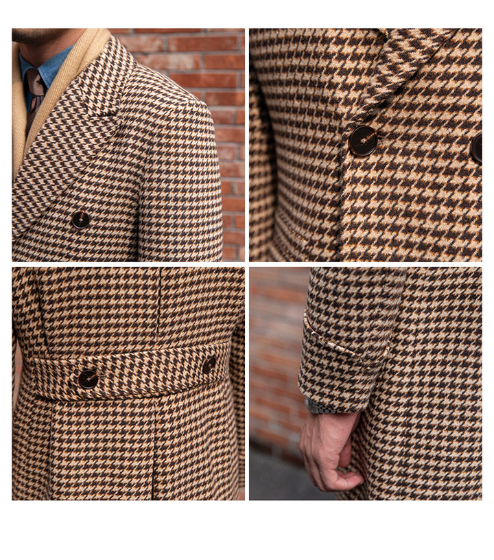 Double Breasted Thick Houndstooth Coat Vintage