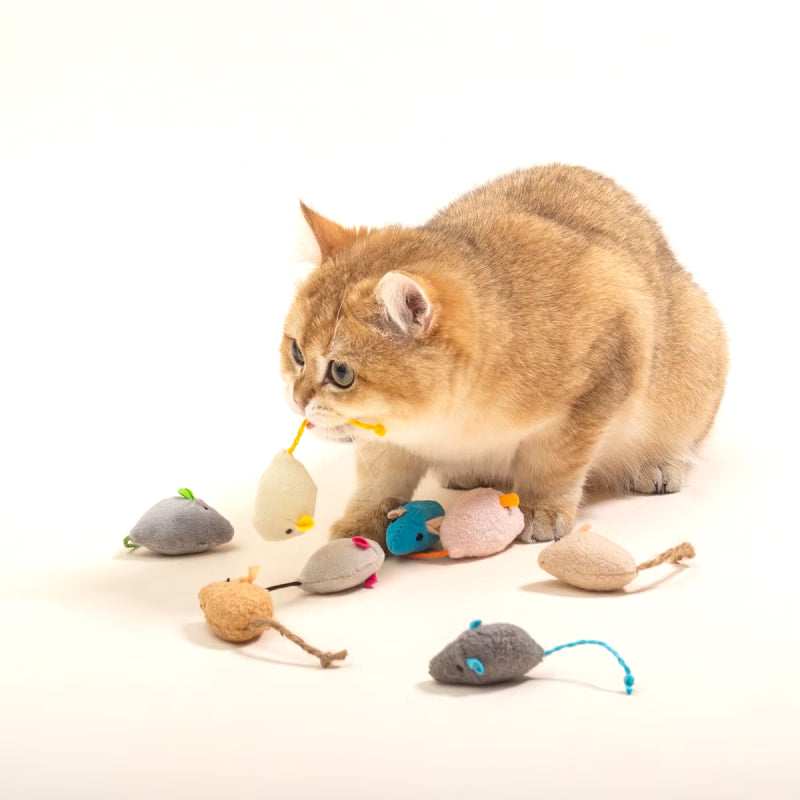 Interactive Colorful Plush Mouse Toy for Cats