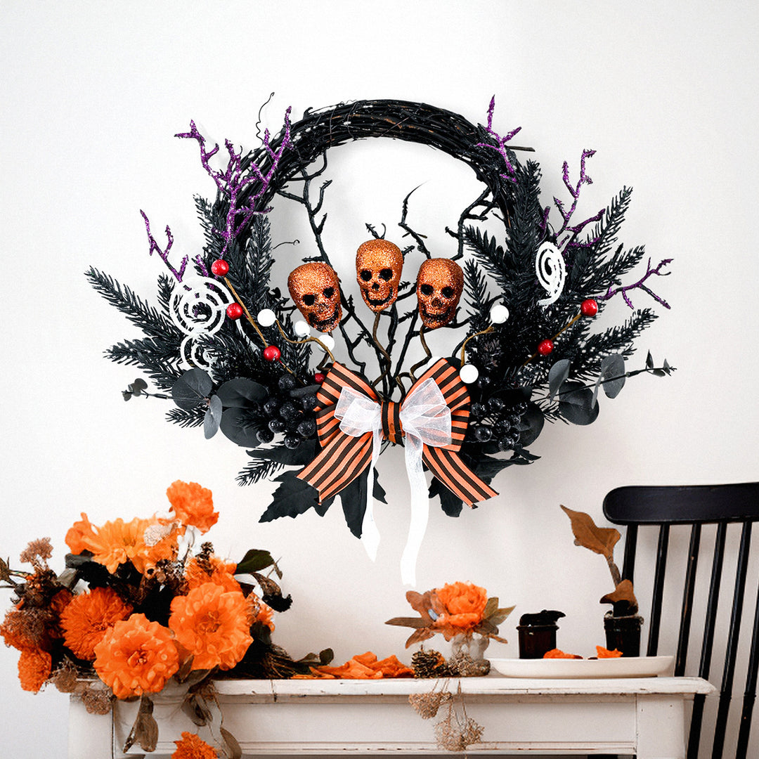 Halloween Terrifying Yellow Simulated Skull Wreath