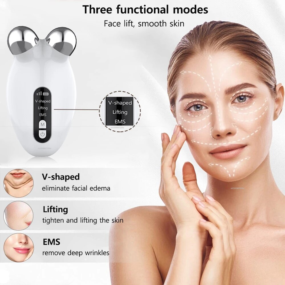 Facial Rejuvenator: Microcurrent EMS Roller & Vibrating Massager