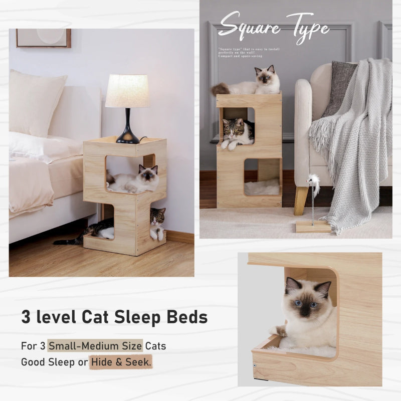 Two-Piece Cat Bed Set with Teaser and Scraper