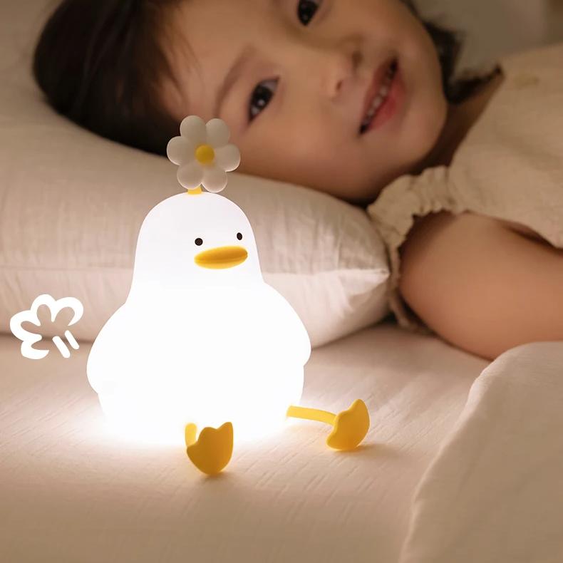 Charming Duck Night Light with Flower