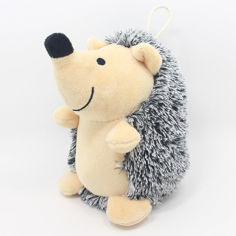 Interactive Squeaky Hedgehog Plush Dog Toy