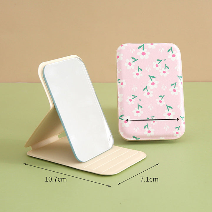 Floral Flip Folding Makeup Mirror Portable Pocket Mirror Ladies Rectangular Makeup Mirror Handheld Vanity Mirror