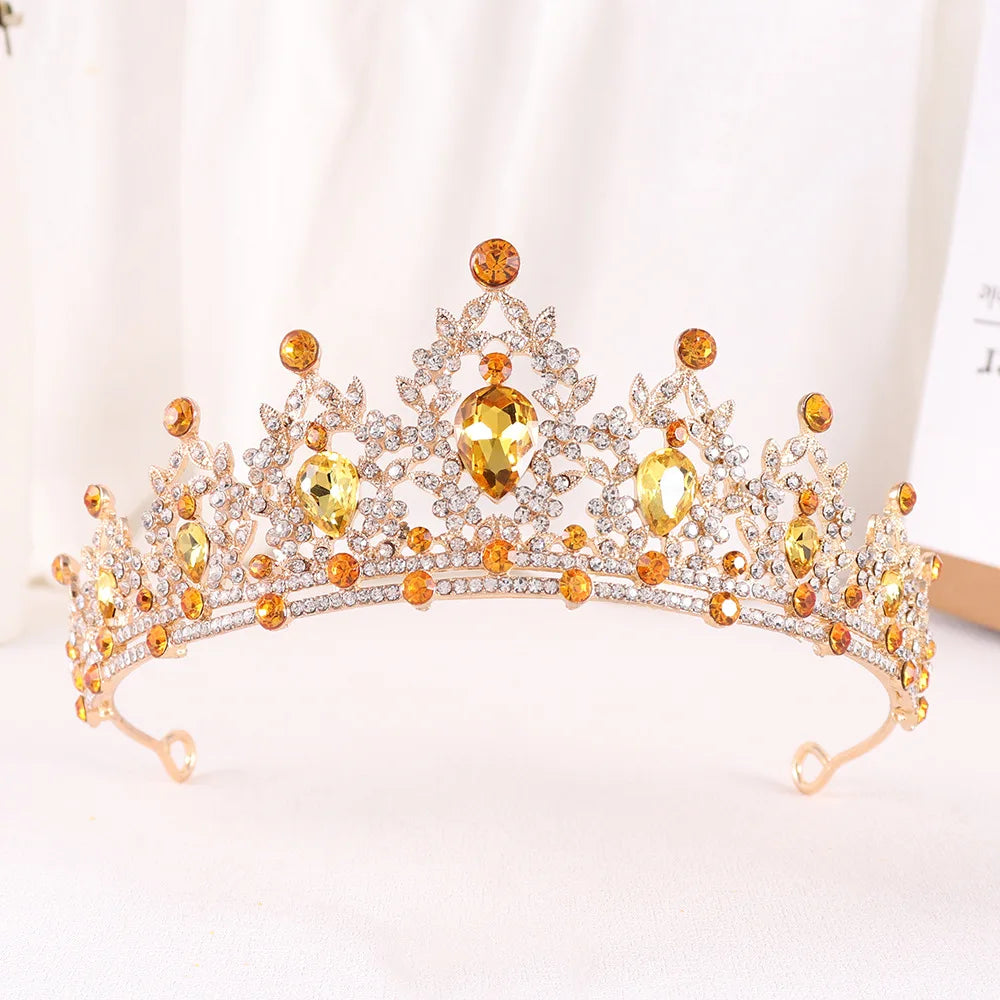 Baroque Gold Champagne Crystal Bridal Tiara