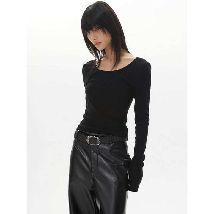 Chic Backless Long Sleeve Slim Top for Women
