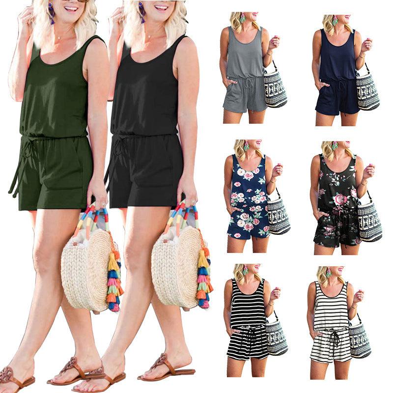 Fashion Camisole Drawstring Strap Jumpsuit - Trendha